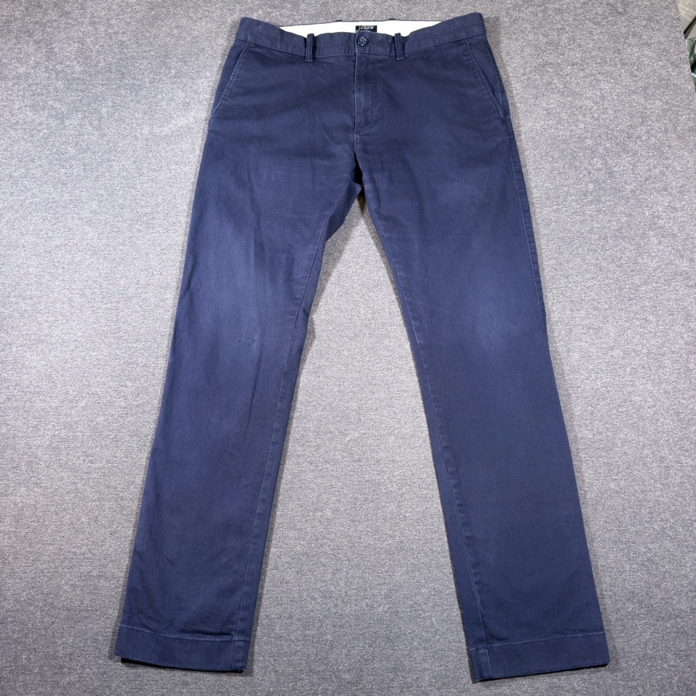J.Crew Chino Pants Mens 32x32 Navy Blue Slim Fit Flex Stretch Cotton Casual Work